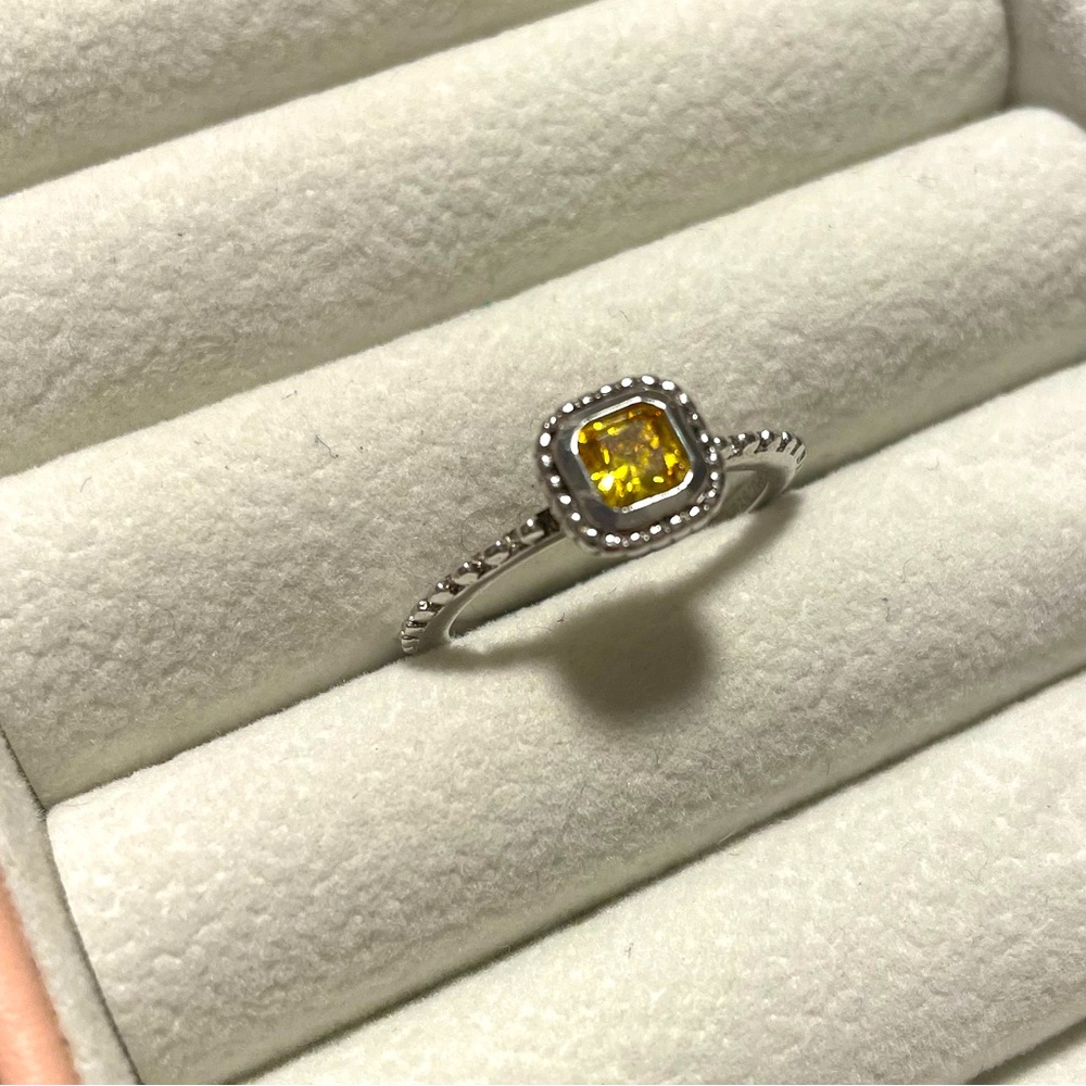 Set of 2 Sterling Silver Rings (Pink and Yellow stone)